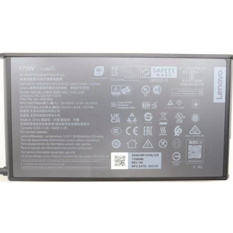 Lenovo 5A11K67850 strāvas adapteris Iekštelpām 170 W Melns