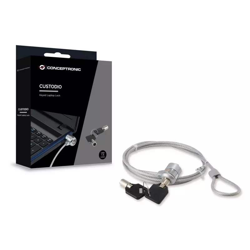 Conceptronic CNBSLOCK15 drošības kabelis, sudraba krāsā 1,5 m