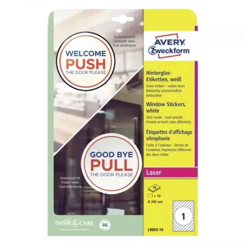 Avery Window Stickers Avery L9003-10 Pašlīmējošas Baltas A4 10 gab.