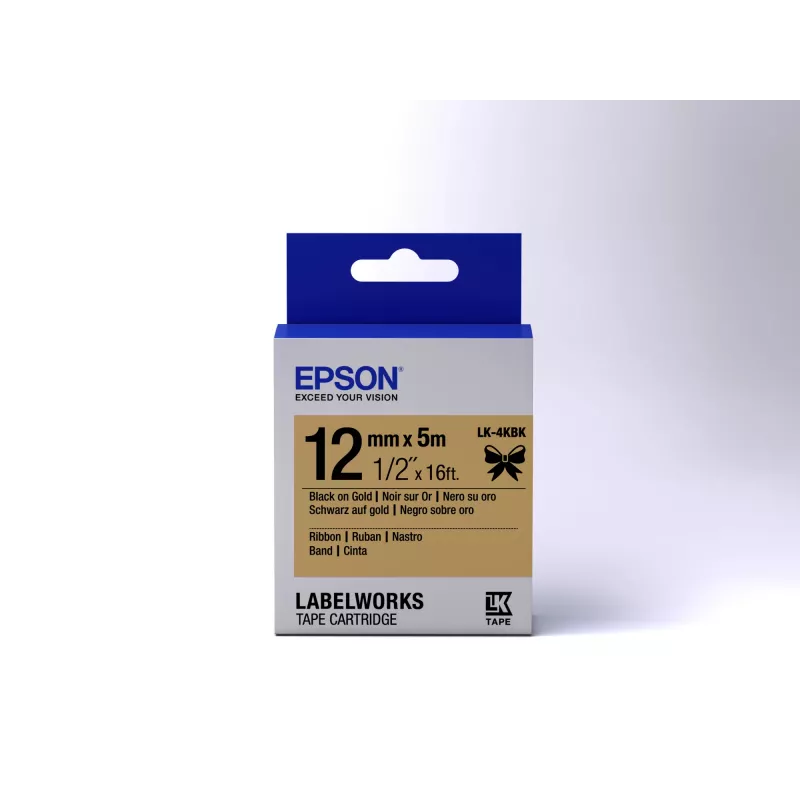 Epson uzlīmju kasetne Satin Ribbon LK-4KBK melna/zeltaina 12 mm (5 m)