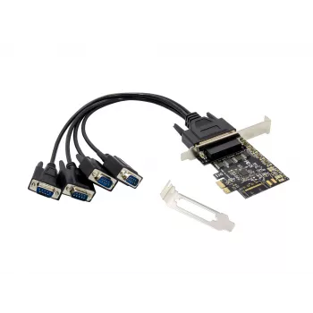 Conceptronic 4 portu DB9 RS232 seriālā PCIe karte, PCIe, RS-232, PCIe 2.0, RS-232, melna, Ķīna