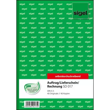 Biznesa veidlapa Sigel SD017 zaļa A5 80 lapas
