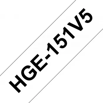 Uzlīmju lente Brother HGE-151V5 — melna, saderīga ar PT-9500PC / PT-9700PC / PT-9800PCN / RL-700S