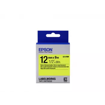 Epson Label Cartridge Fluorescent LK-4YBF Melns/dzeltena 12mm (9m)