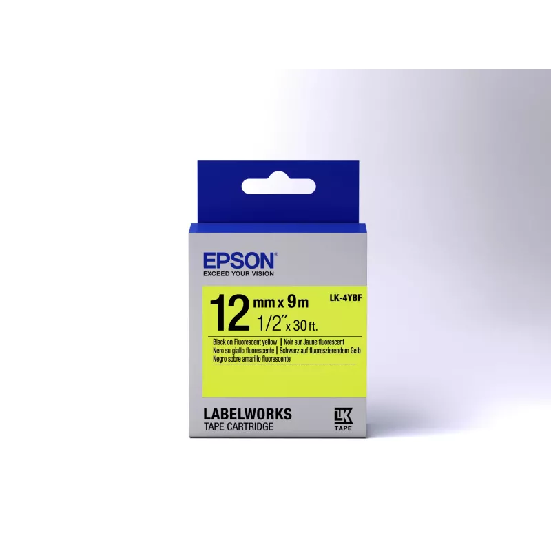 Epson Label Cartridge Fluorescent LK-4YBF Melns/dzeltena 12mm (9m)
