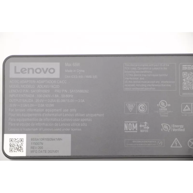 Lenovo 5A10W86262 strāvas adapteris Iekštelpām 65 W Melns
