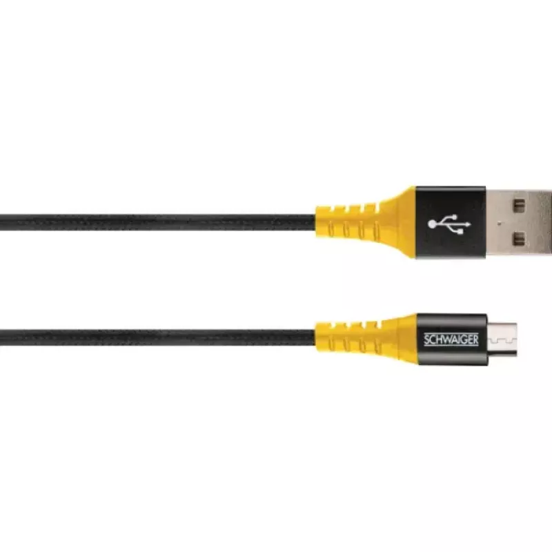 USB kabelis Schwaiger WKUM10 511 1,2 m USB A Micro-USB B melns dzeltens
