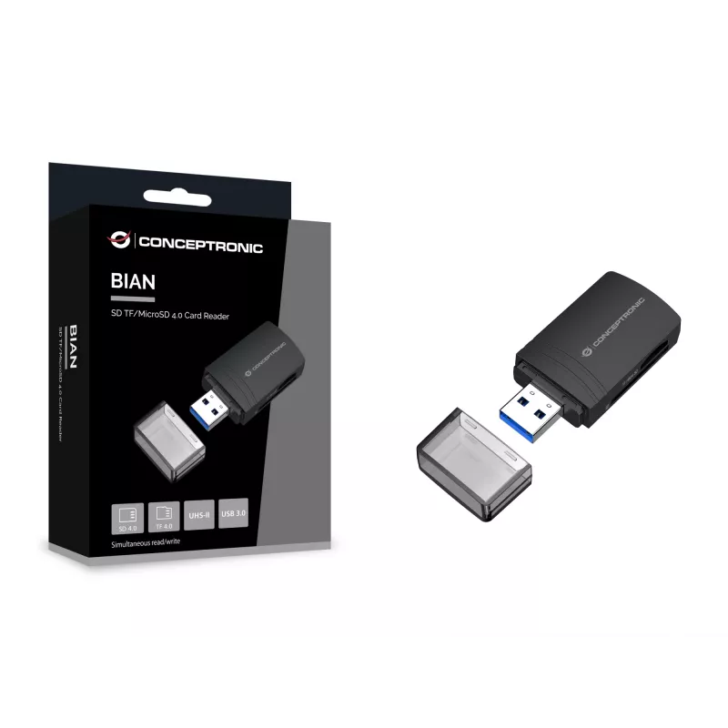 Conceptronic BIAN06B SD TF/MicroSD 4.0 karšu lasītājs, UHS-II, USB 3.0, 5Gbps