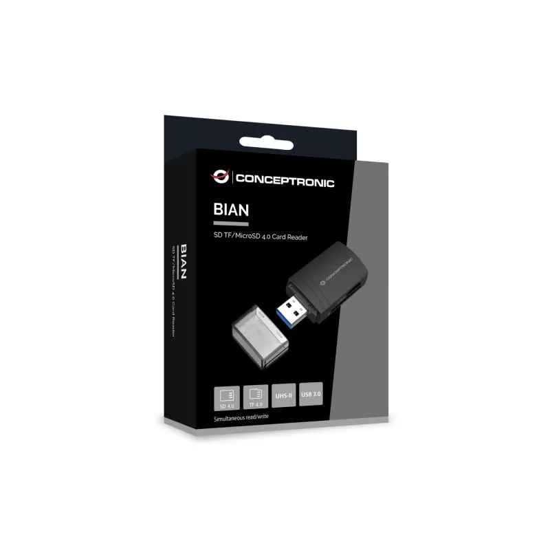 Conceptronic BIAN06B SD TF/MicroSD 4.0 karšu lasītājs, UHS-II, USB 3.0, 5Gbps