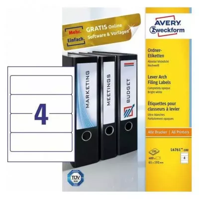 Pašlīmējošā etiķete Avery L4761-100 Noapaļots taisnstūris