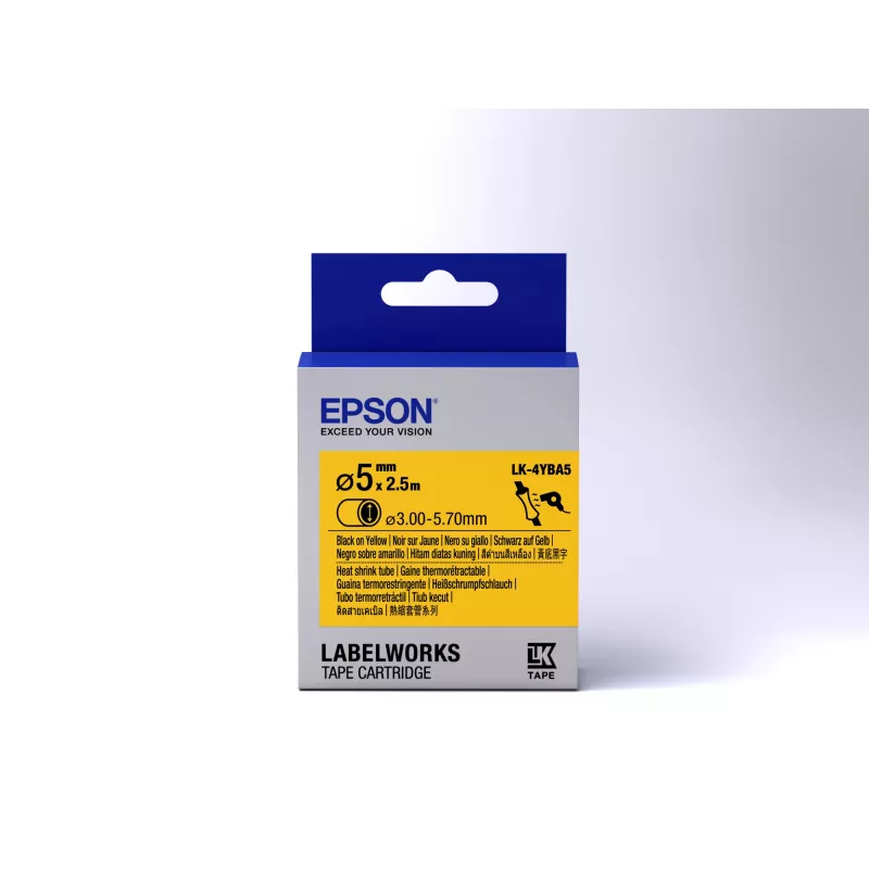 Epson Label Cartridge Heat Shrink tube (HST) LK-4YBA5 Melns/dzeltena D5mm (2.5m)
