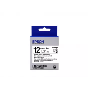 Epson uzlīmju kārtridžs karstumizturīgs LK-4WBH Melns uz balta 12 mm (2 m)