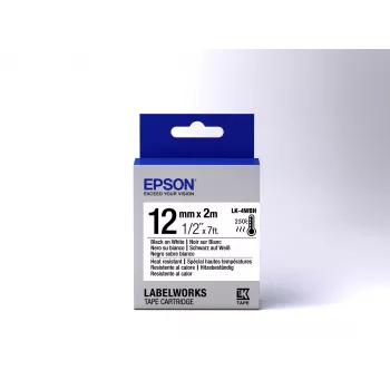 Epson uzlīmju kārtridžs karstumizturīgs LK-4WBH Melns uz balta 12 mm (2 m)
