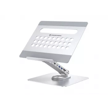 Conceptronic DONN27G, klēpjdatora statīvs, sudraba krāsa, alumīnijs, 360°, USB 3.2 Gen 1 (3.1 Gen 1) Type-C, 5000 Mbit/s