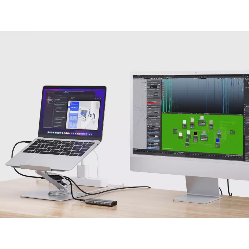 Conceptronic DONN27G, klēpjdatora statīvs, sudraba krāsa, alumīnijs, 360°, USB 3.2 Gen 1 (3.1 Gen 1) Type-C, 5000 Mbit/s