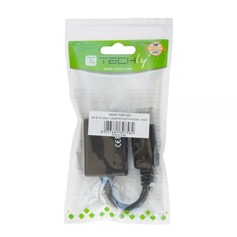 Techly DisplayPort DP uz VGA adapteris M F IADAP DSP-250, 0,07 m, DisplayPort, 2 x VGA (D-Sub), vīr., siev., 1920 x 1200 pikseļi