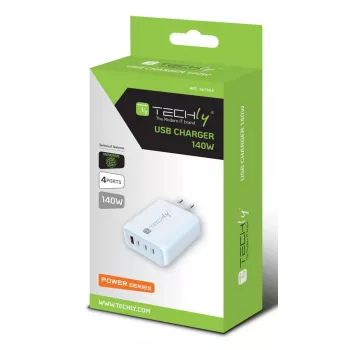 Techly IPW-PD140W-WH mobilās ierīces lādētājs Ārējais akumulators, Viedtālrunis, Planšetdators, Universāls Balts Maiņstrāva Ātrā uzlāde Iekštelpu