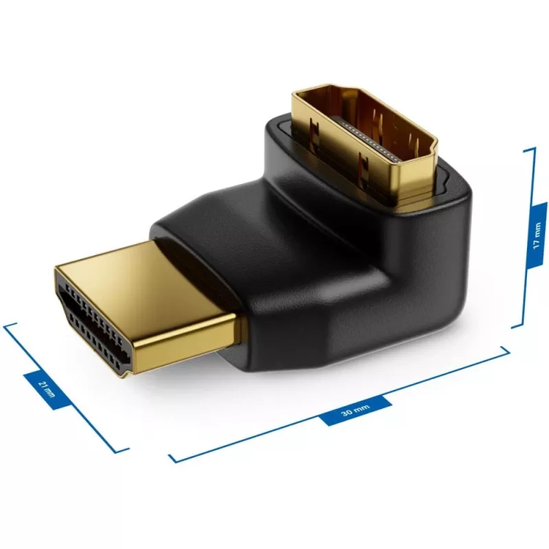 Techly HDMI adapteris M / F leņķveida L IADAP HDMI-L, HDMI, HDMI, melns