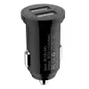 Techly Mini auto lādētājs 2 USB-A pieslēgvietas 24W / 4.8A Melns, Auto, Cigarešu aizdedzinātāja ligzda, 4.8 A, Melns