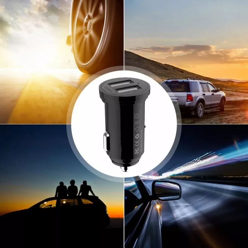 Techly Mini auto lādētājs 2 USB-A pieslēgvietas 24W / 4.8A Melns, Auto, Cigarešu aizdedzinātāja ligzda, 4.8 A, Melns