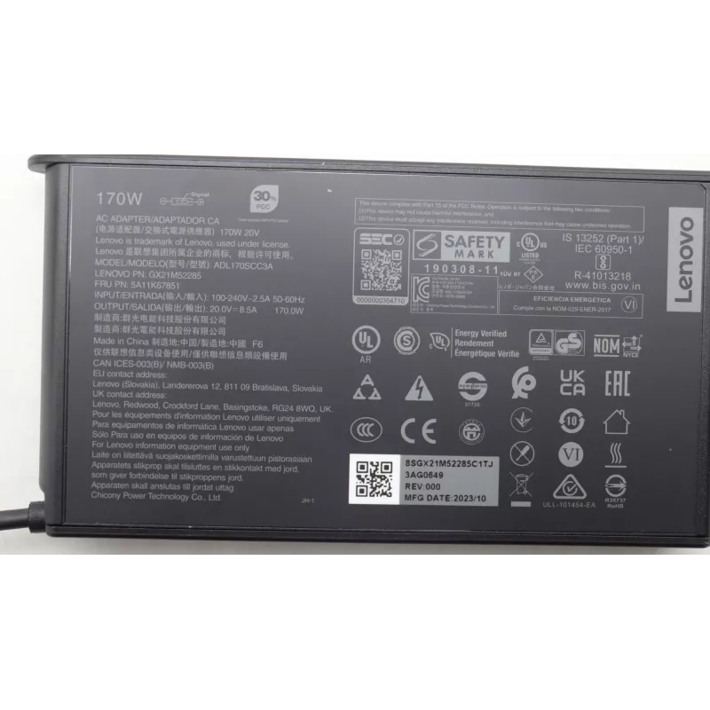 Lenovo 5A11K67851 strāvas adapteris/invertors Iekštelpām 170 W Melns