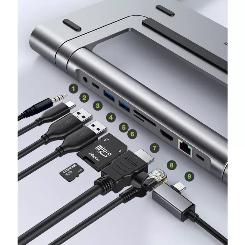 Techly ICA-NTB-DOCK91 Vadu USB 3.2 Gen 1 (3.1 Gen 1) Type-C Sudraba krāsa