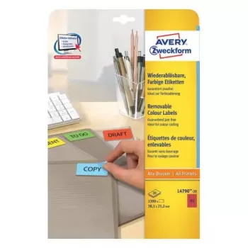 Pašlīmējošā etiķete Avery L4790-20 Noapaļots taisnstūris Noņemama