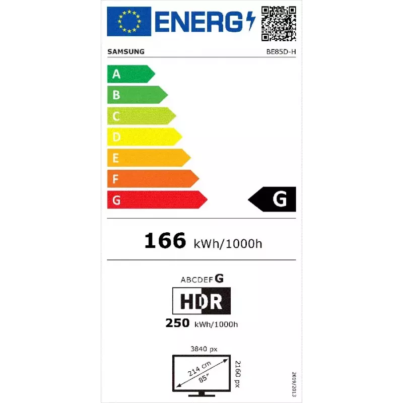 Samsung BE85D-H digitālās izkārtnes plakanais panelis 2,16 m (85 collas) LED Wi-Fi 4K Ultra HD melns Tizen 16/7