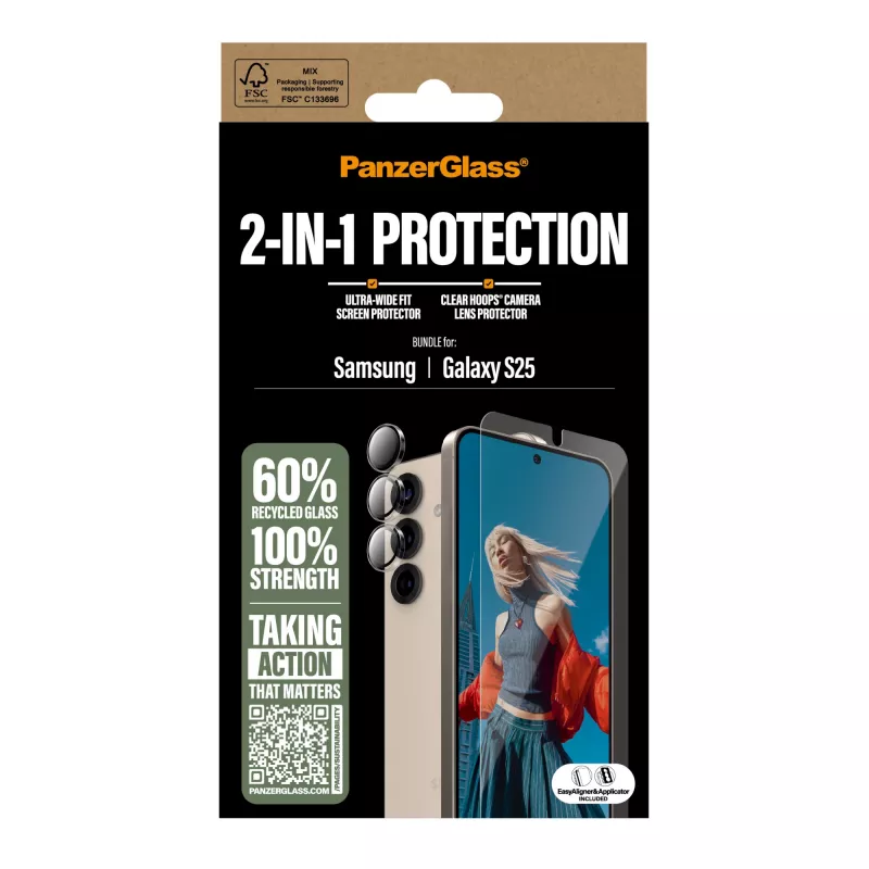 PanzerGlass 2-in-1 Protection Bundle Samsung Galaxy S25 Scratch Shock Resistant