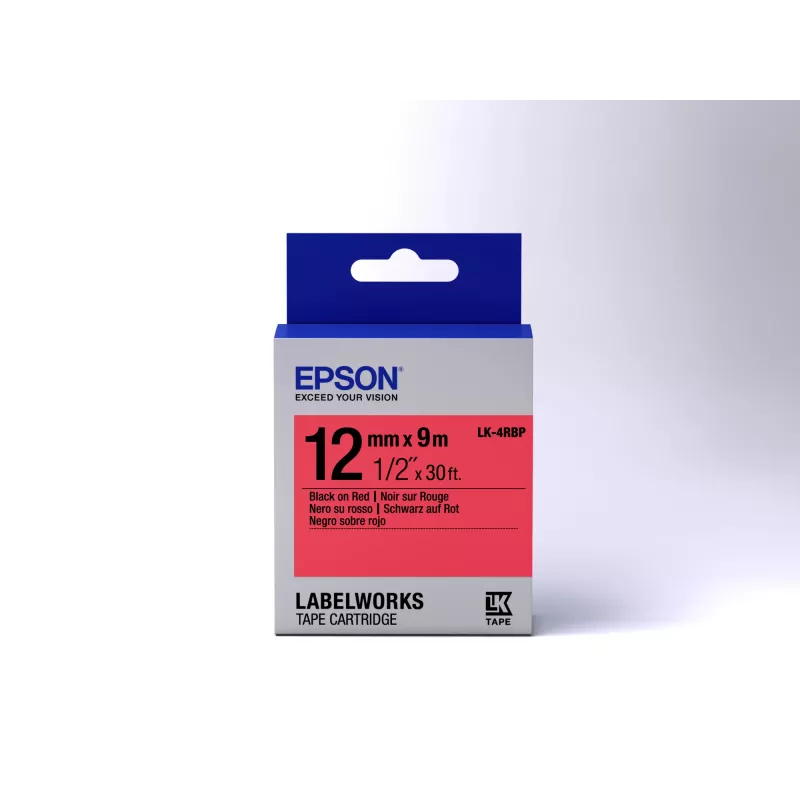 Epson uzlīmju kārtridžs Pastel LK-4RBP melns/sarkans 12mm (9m)