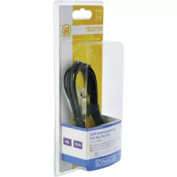 Tīkla kabelis Schwaiger 3.0m RJ-11 - RJ-45 3m Melns