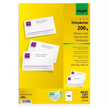 Vizītkaršu papīrs Sigel DP839 lāzeram/tintes printerim balts