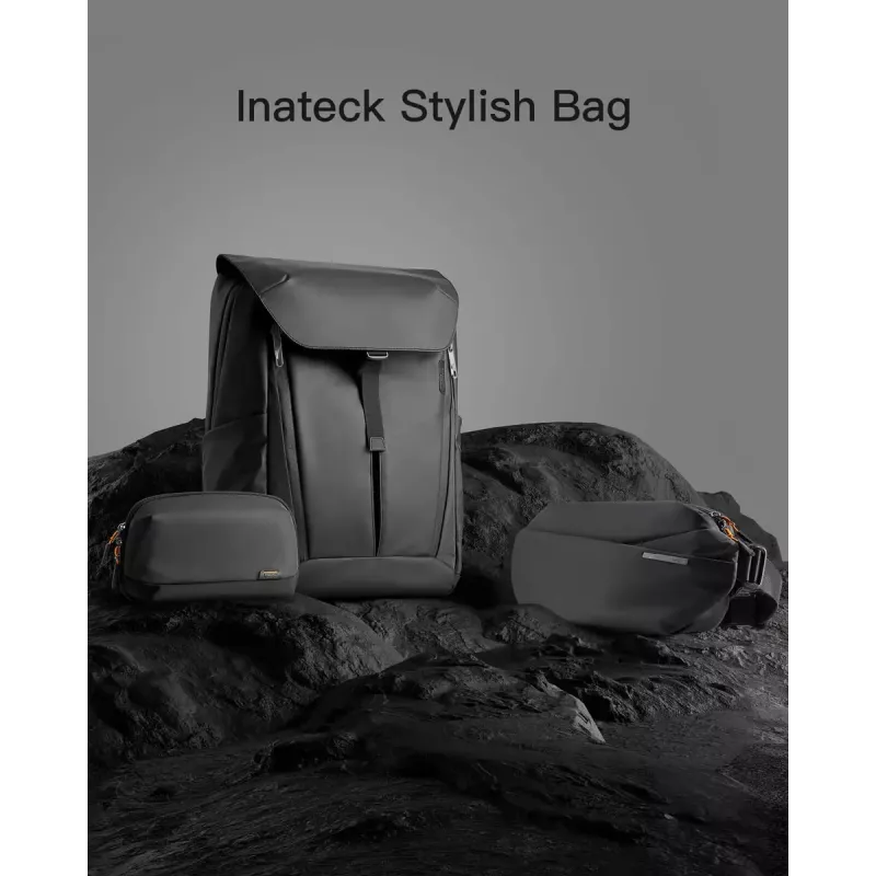 Plecu soma Inateck LB03014 — unisex poliestera 900D, rāvējslēdzēja aizdare, 4 L, melna