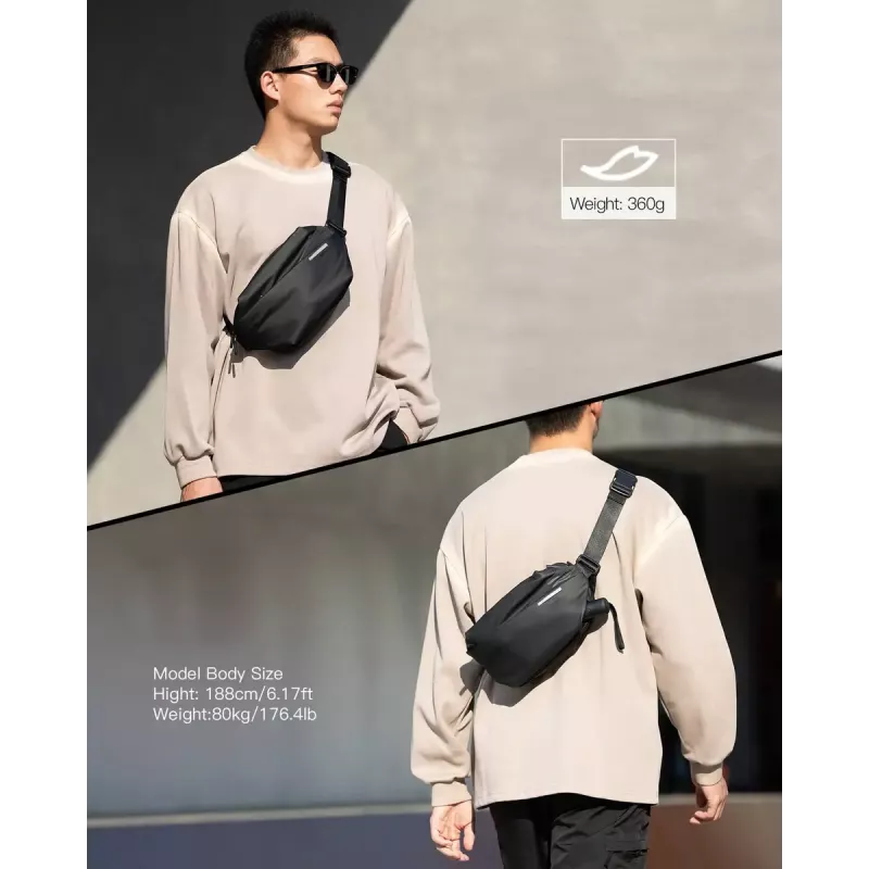 Plecu soma Inateck LB03014 — unisex poliestera 900D, rāvējslēdzēja aizdare, 4 L, melna