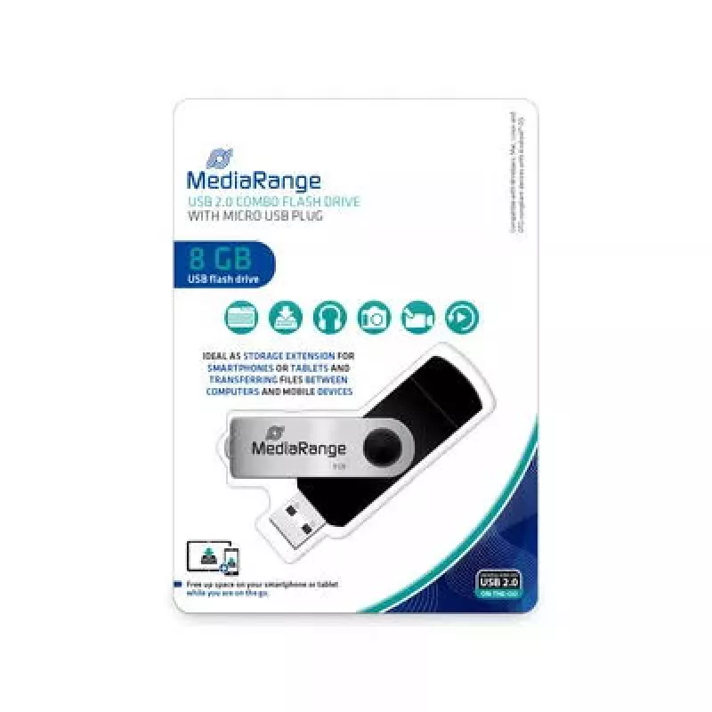 USB zibatmiņa MediaRange 8 GB USB Type-A Micro-USB MR930-2