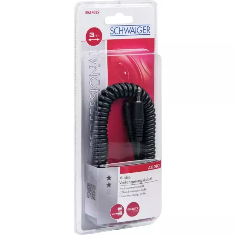 Audio kabelis Schwaiger KHA4035 3m 3,5mm sievišķais uz sievišķo melns