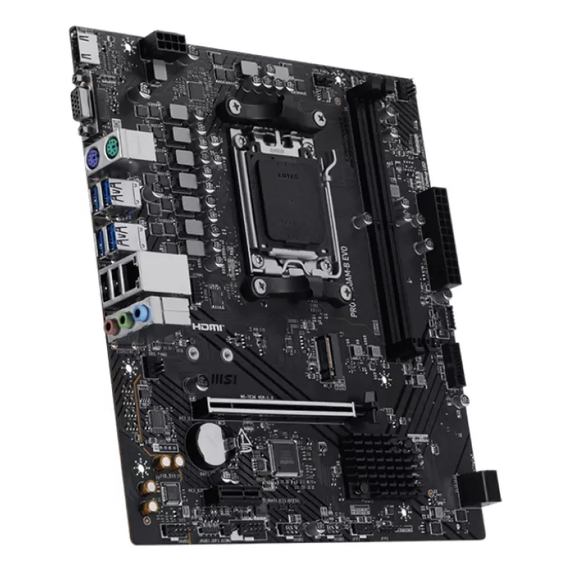 Mātesplate MSI PRO A620AM-B EVO ATX — AMD A620A, Socket AM5, DDR5 2× DIMM līdz 128 GB, 5 Gb Ethernet, M.2 & SATA III, HDMI 2.1