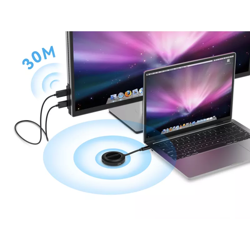 Conceptronic ATHERIC01B Bezvadu USB-C uz HDMI displeja komplekts 1080P