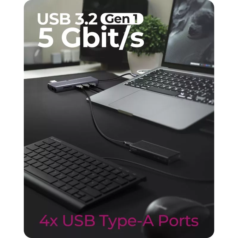 ICY BOX IB-DK4062-CPD Vadu USB 3.2 Gen 1 (3.1 Gen 1) Type-C Antracīta