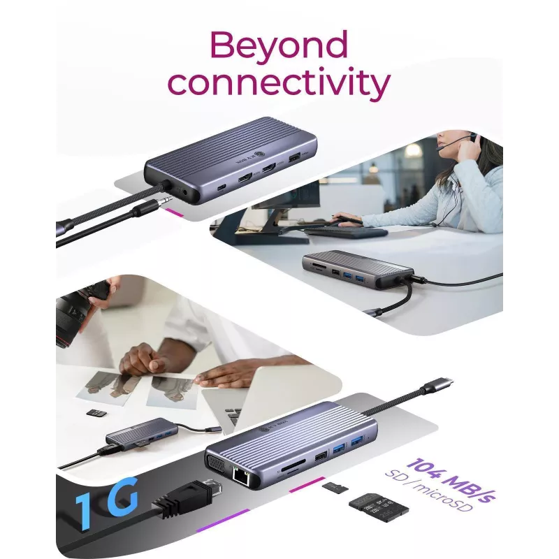 ICY BOX IB-DK4062-CPD Vadu USB 3.2 Gen 1 (3.1 Gen 1) Type-C Antracīta