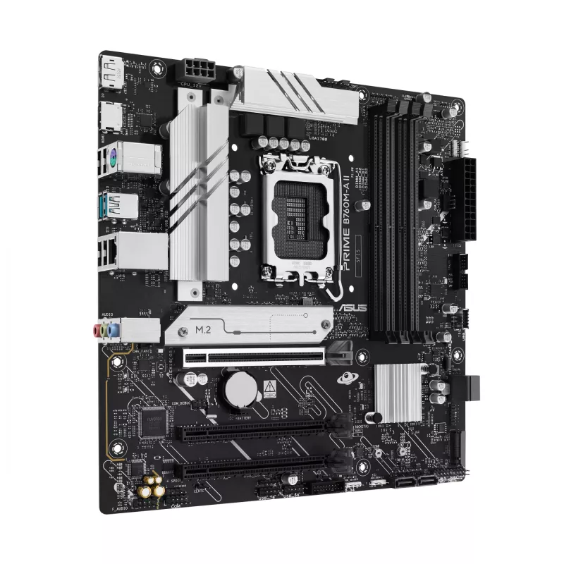 Mātesplate ASUS PRIME B760M-A II-CSM — Intel B760, LGA1700, microATX, DDR5, līdz 256GB, M.2/PCIe 4.0/SATA III, 2.5Gb Ethernet