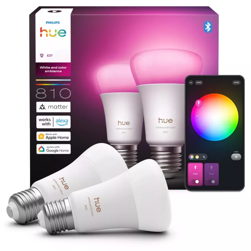 Philips Hue balta and colour ambience A60 – E27 viedā spuldze – 810