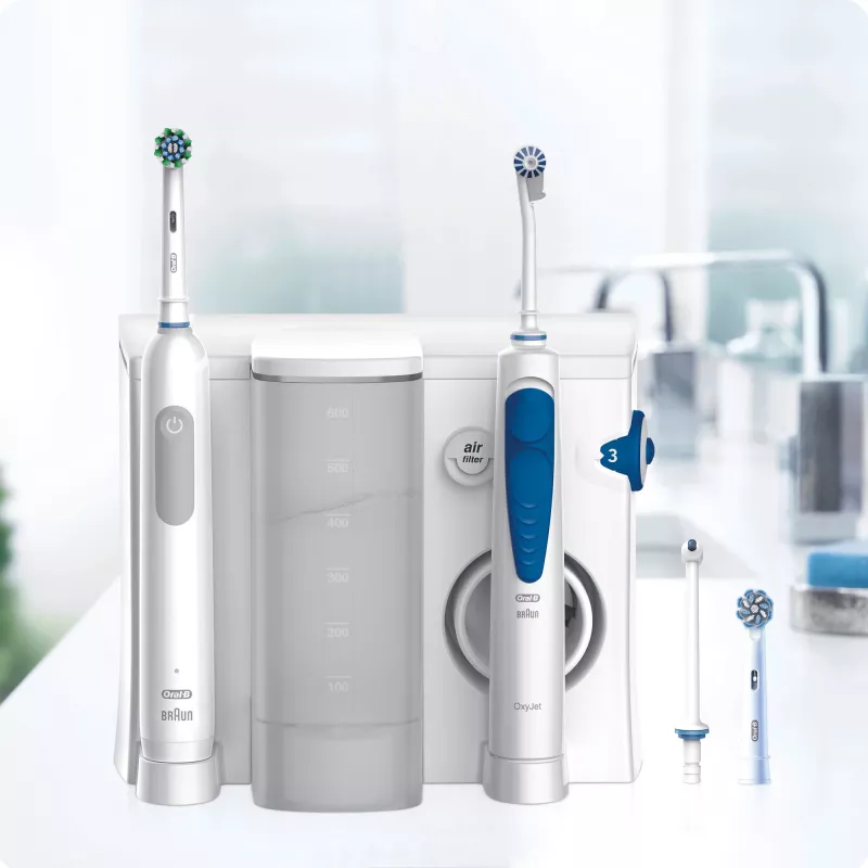 Oral-B Idropulsore Health Center pieaugušajiem rotējoši oscilējoša zobu birste zila, balta