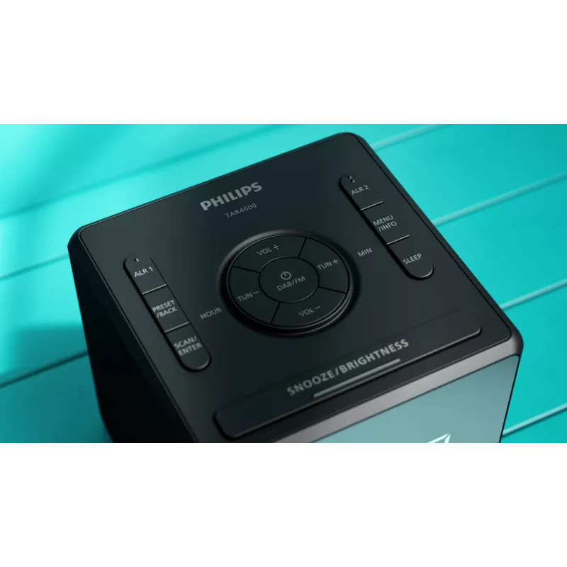 Digitālais modinātājs Philips TAR4600/10 melns LCD maiņstrāva/baterija