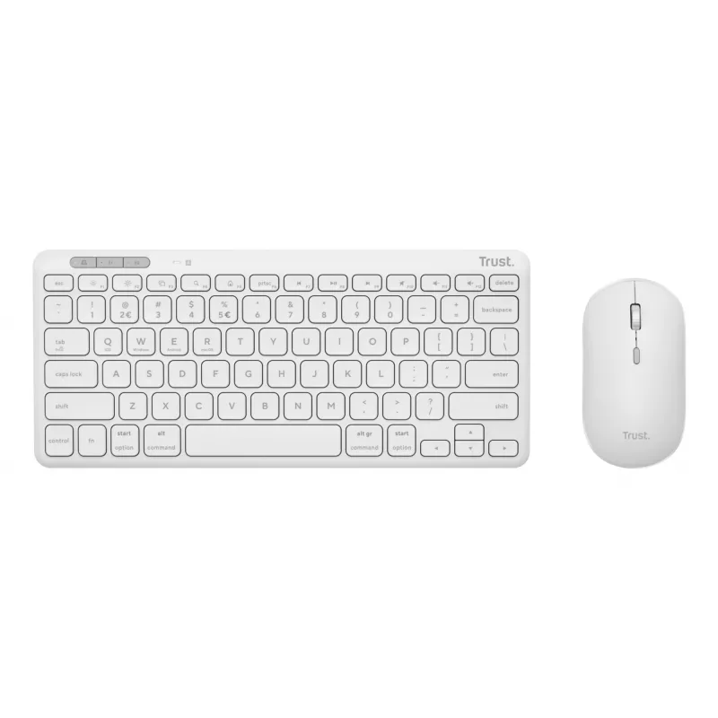 Klaviatūras un peles komplekts TRUST Lyra Mini Wireless QWERTZ (RF + Bluetooth) balts, vācu izkārtojums