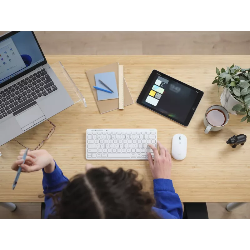 Klaviatūras un peles komplekts TRUST Lyra Mini Wireless QWERTZ (RF + Bluetooth) balts, vācu izkārtojums