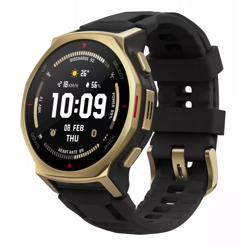 Amazfit T-rex 3 Pro 3.35 cm (1.32 inch) AMOLED 44 mm Digital 466 x 466 pikseļi skārienjūtīgs Zelts Wi-Fi GPS (satelīts)