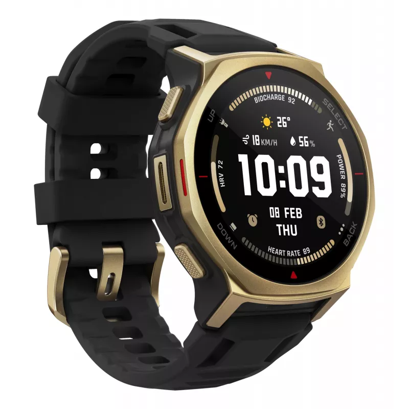 Amazfit T-rex 3 Pro 3.35 cm (1.32 inch) AMOLED 44 mm Digital 466 x 466 pikseļi skārienjūtīgs Zelts Wi-Fi GPS (satelīts)