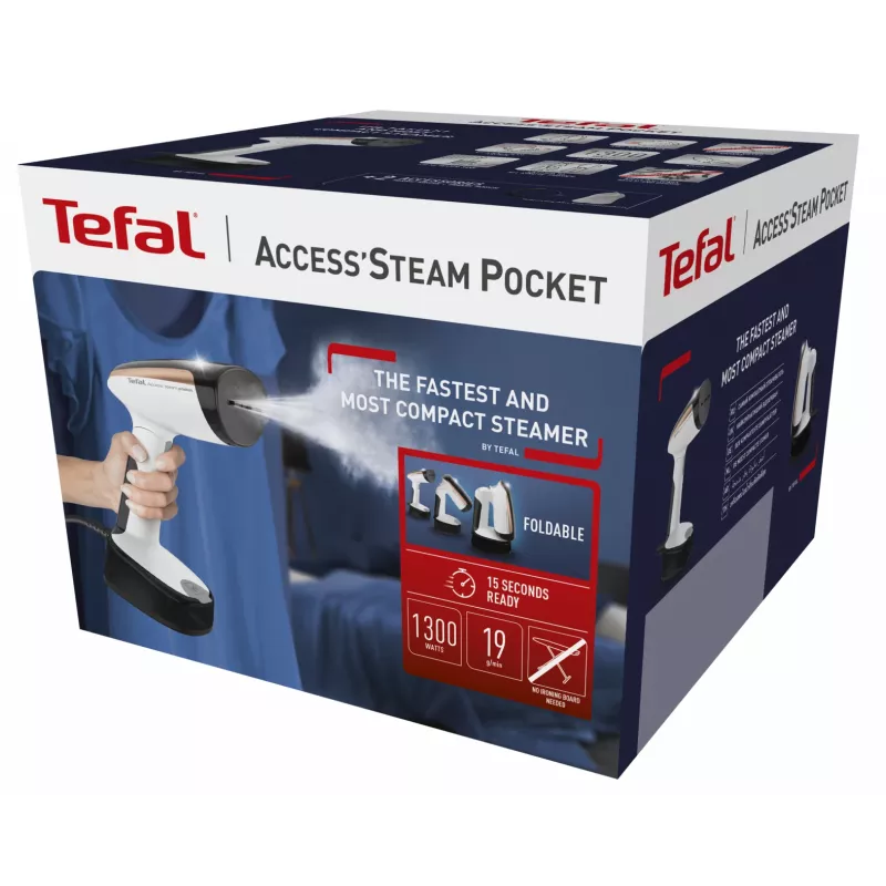 Tefal DT3030 Rokas apģērbu tvaicētājs 0,12 L 1300 W Melns, Rožu zelts, Balts
