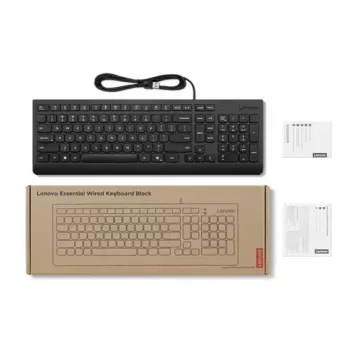 Vadu pilna izmēra USB tastatūra Lenovo 4Y41R64642 — dāņu izkārtojums, 105 taustiņi, melna